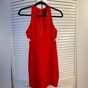 Red Mini Dress with Side & Back Cutouts